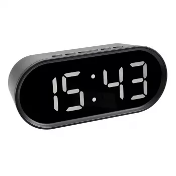 TFA Dostmann Digitálny budík s LED svietiacimi číslicami, oválny, čierny, 0-50 °C, °F/°C (60.2025.01)