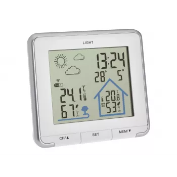 TFA Dostmann LIFE rádiová meteostanica s 12-24h predpoveďou, farebný LCD, vnútorná/vonkajšia teplota a vlhkosť, DCF-77 hodiny, alarm mrazu, 1 senzor v balení – čierna 35.1153.02