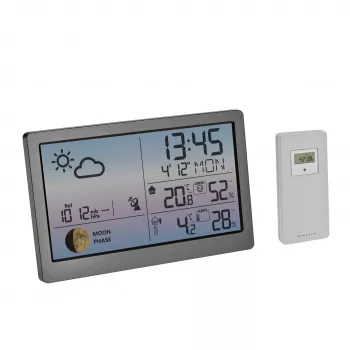 TFA Dostmann LUNA SKY 35.1169.10 rádiová meteostanica s 12-hodinovou predpoveďou, fáza mesiaca, podporuje až 3 senzory