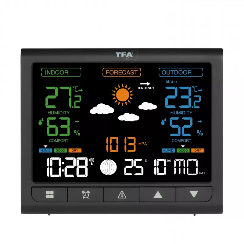 TFA CONTRAST 35.1171.01 bezdrôtová meteostanica s 12-24 hodinovou predpoveďou, čierna