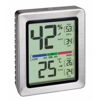 TFA Dostmann EXACTO digitálny termo-hygrometer strieborná 30.5047.54.K