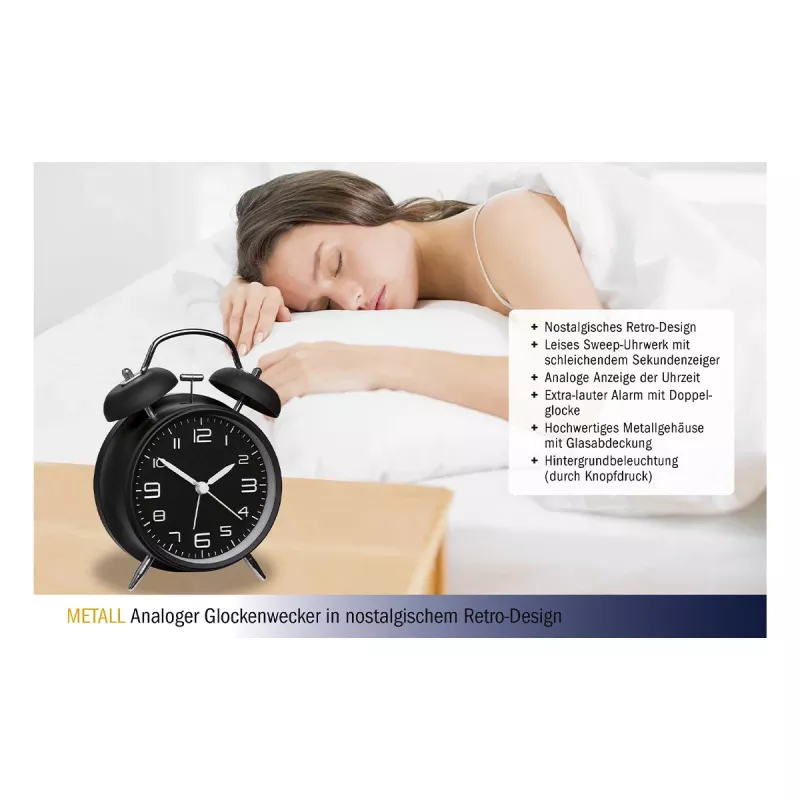 TFA Dostmann mechanický budík 60.1025 čierny