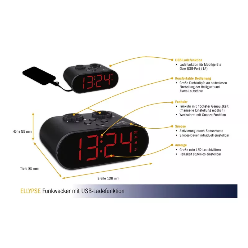 TFA Dostmann 60.2551.01 rádiový budík čierny