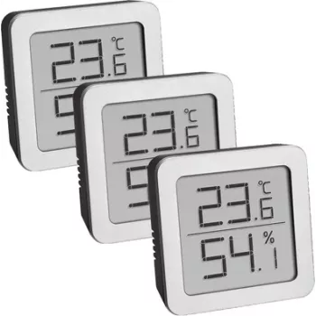 TFA Dostmann 95.2019.54 digitálny termo-hygrometer sada 3 ks na monitorovanie vnútorného prostredia, biela/strieborná