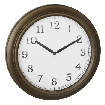 TFA Dostmann 60.3066.53 vonkajšie nástenné hodiny z kovu - kremenné, mosadz, odolné proti striekajúcej vode, 387 mm, veľký displej