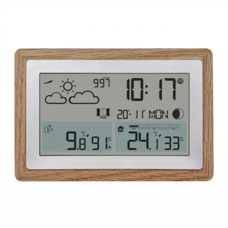 TFA Dostmann OAK rádiová meteorologická stanica s dubovým rámom a vonkajším senzorom 35.1167.54