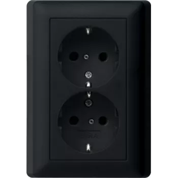 Gira System 55 zásuvka Schuko, 2 zásuvky, čierna, plná doska 0783005