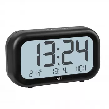 TFA Dostmann 60.2052.01 kremenný budík čierny extra hlasný alarm veľký displej