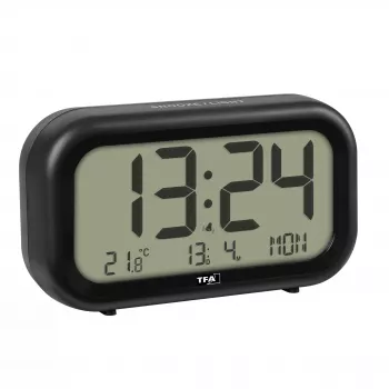 TFA Dostmann 60.2052.01 kremenný budík čierny extra hlasný alarm veľký displej