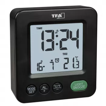 TFA Dostmann 60.2567.01 rádiový budík čierny