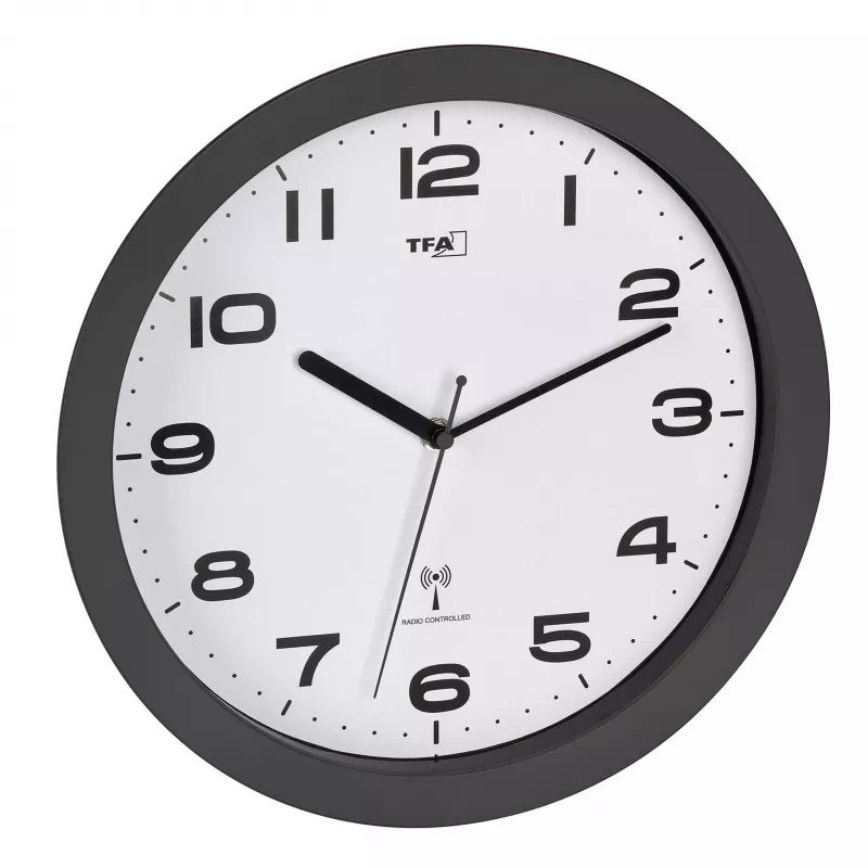 TFA Dostmann 60.3554.10 rádiové nástenné hodiny 320 mm antracit s plynulou sekundou