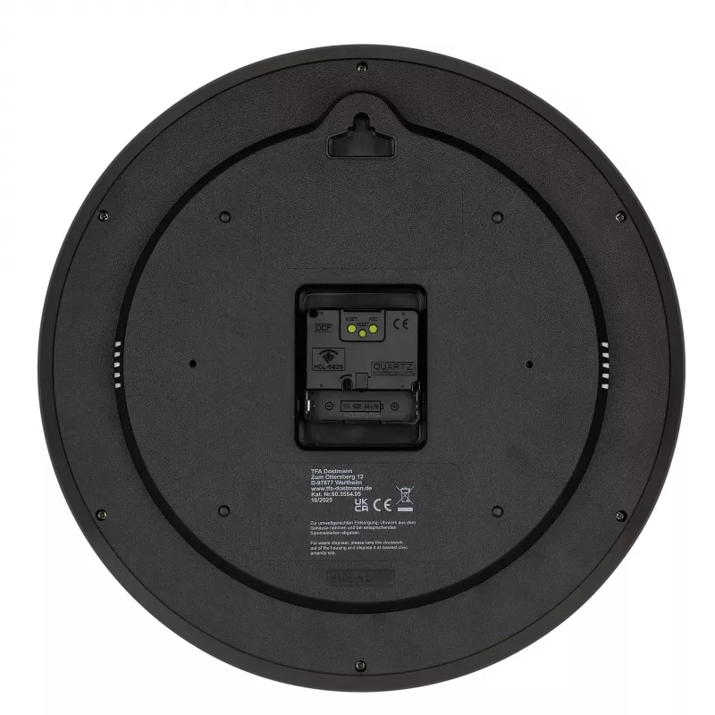 TFA Dostmann 60.3554.10 rádiové nástenné hodiny 320 mm antracit s plynulou sekundou