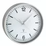 TFA DOSTMANN rádiové nástenné hodiny 60.3503.02, priemer 195 mm, hliníkový rám, biely ciferník, strieborná