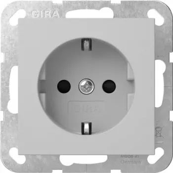 Gira 4453015 SCHUKO zásuvka s vyklápacím krytom, System 55, dopravná sivá (RAL 7043)
