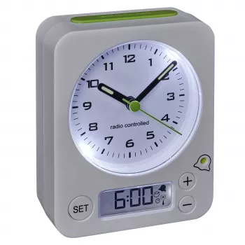 TFA Dostmann rádiový budík 60.1511.02 biely so svietiacimi ručičkami