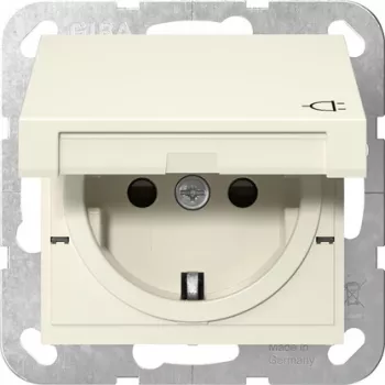 GIRA 441401 SCHUKO zásuvka s vyklápacím krytom, System 55, krémovobiela