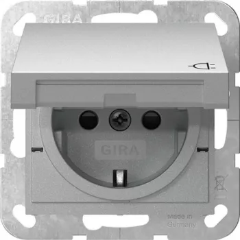 GIRA 441426 SCHUKO zásuvka s vyklápacím krytom a zámkom, System 55, čistobiela lesklá