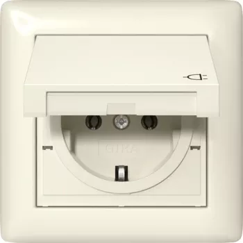 Gira 415701 SCHUKO zásuvka s vyklápacím krytom, IP44, čistobiela