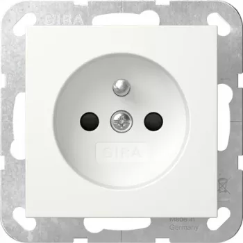 GIRA 448503 Schuko zásuvka s vyklápacím krytom, System 55, čistobiela lesklá