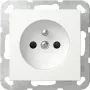 GIRA 448527 Schuko zásuvka s vyklápacím krytom a polepovým poľom, System 55, čistobiela