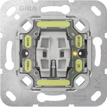 GIRA 382600 vložka kontrolného vypínača, 1-pólový, 10 A, 250 V, podomietkový, s pripojením kontrolného svetla, termoplast, IP20