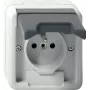 GIRA 448530 Schuko zásuvka s vyklápacím krytom, čistobiela lesklá