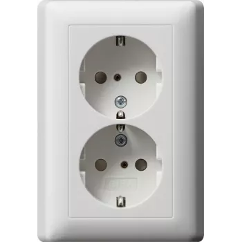 Gira System 55 Schuko zásuvka CEE 7/3, 16 A, 250 V, čistobiela lesklá, vyklápací kryt 078327
