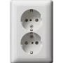 Gira System 55 Schuko zásuvka CEE 7/3, 16 A, 250 V, čistobiela lesklá, vyklápací kryt 078327