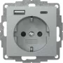 Gira System 55 SCHUKO zásuvka s USB A/C nabíjačkou, hliníková 245926