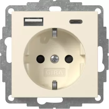 GIRA 245901 SCHUKO zásuvka s USB nabíjačkou 2x typ A/C System 55 krémovobiela