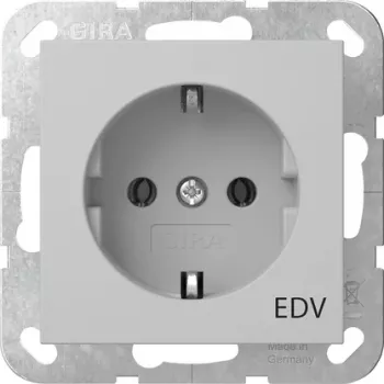 Gira 4458015 SCHUKO zásuvka s potlačou EDV-System, čistobiela lesklá