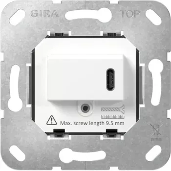 Gira SCHUKO vložka zásuvky s USB Type C PD, 16 A, 250 V, do omietky, čierna 236200