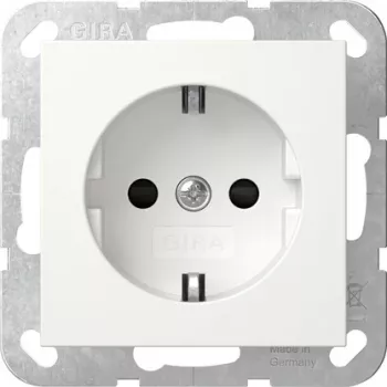 GIRA 475503 SCHUKO zásuvka s orientačným LED svetlom, zvýšená ochrana pred dotykom, čistobiela lesklá