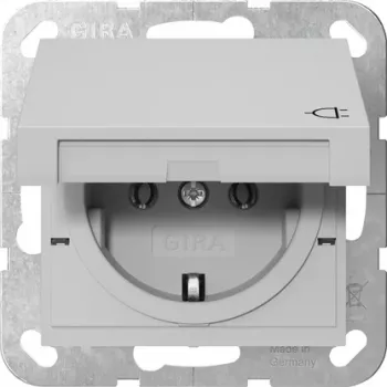 GIRA 4454015 SCHUKO zásuvka s vyklápacím krytom, System 55, sivá