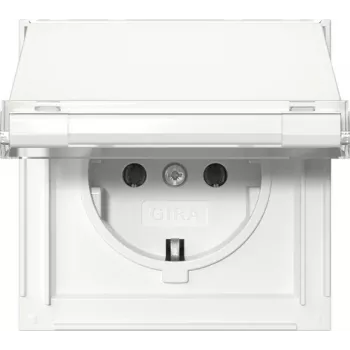 GIRA 441066 SCHUKO zásuvka s vyklápacím krytom, Gira TX_44, čistobiela