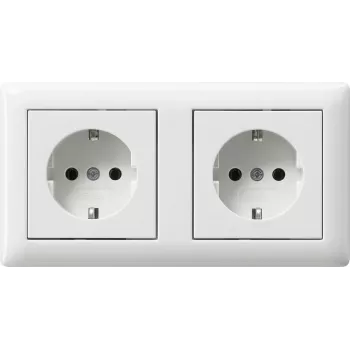 Gira System 55 SCHUKO zásuvka 2-násobná predinštalovaná s rámikom, čisto biela lesklá 479303