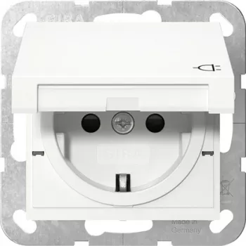GIRA 475403 SCHUKO zásuvka s odklápacím krytom, zvýšená ochrana pred dotykom, System 55, čisto biela