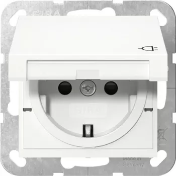 Gira 475427 SCHUKO zásuvka s odklápacím krytom, System 55, čisto biela lesklá