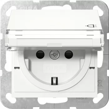 Gira 455703 SCHUKO zásuvka s krytom, čistá biela lesklá, System 55