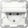 Gira 455703 SCHUKO zásuvka s krytom, čistá biela lesklá, System 55