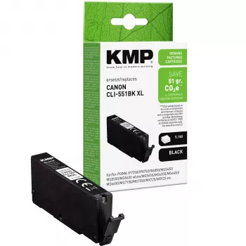 KMP čierna kompatibilná atramentová kazeta pre Canon CLI-551 XL BK (vysoká výťažnosť, 11 ml, cca 500 strán) 1518,4011