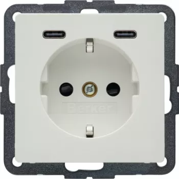 Hager Berker Q.x SCHUKO zásuvka s USB-C PD 20W, polárna biela 48156089