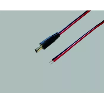 BKL Electronic 075143 nízkonapäťový spojovací kábel, DC konektor samec 5,5 x 2,1 mm na voľné konce, 30 cm, čierny