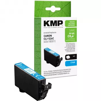 KMP azúrová atramentová náplň kompatibilná s Canon CLI-526 C (1513,4003)