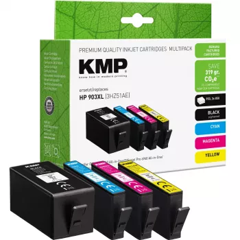 KMP kompatibilná atramentová náplň balenie 4 ks čierna/azúrová/purpurová/žltá pre HP 903XL (3HZ51AE) 1756,4005