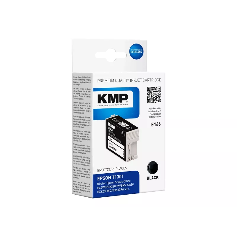 KMP E166 čierna kompatibilná atramentová kazeta pre Epson Stylus Office & WorkForce (25 ml, High Yield, náhrada T1301) 1618.4001