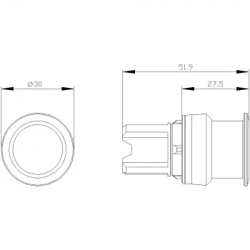 Siemens SIRIUS ACT hríbový tlačidlový predný prvok, plast, čierny, 22 mm, 40 mm ovládač, aretovateľný, odistenie potiahnutím 3SU1000-1AD10-0AA0