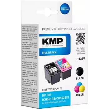 KMP MULTIPACK H135V – balenie 2 ks atramentových kaziet čierna a trojfarebná (alternatíva k HP 301XL)
