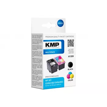 KMP MULTIPACK H135V – balenie 2 ks atramentových kaziet čierna a trojfarebná (alternatíva k HP 301XL)