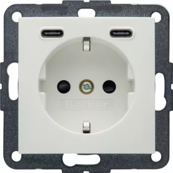 Hager Berker 48151909 Schuko zásuvka s USB-C 20W PD, S.1, polárna biela lesklá